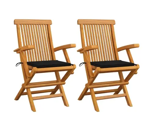 Dārza Krēsli, Melni Matrači, 2 Gab., Masīvs Tīkkoks Vidaxl