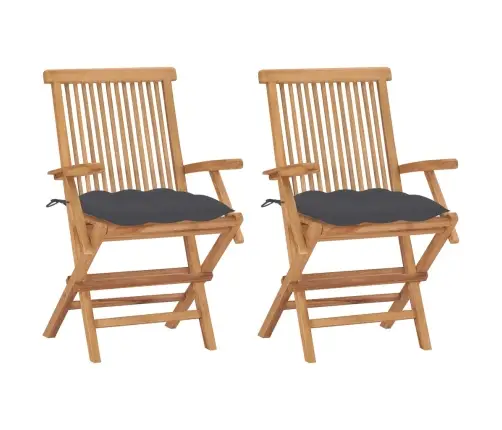 Dārza Krēsli, Antracītpelēki Matrači, 2 Gab., Masīvs Tīkkoks Vidaxl