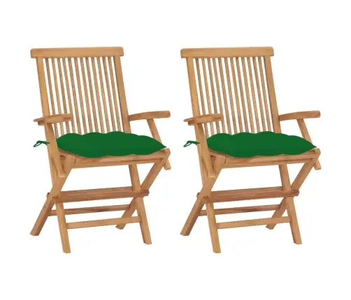 Dārza Krēsli, Zaļi Matrači, 2 Gab., Masīvs Tīkkoks Vidaxl