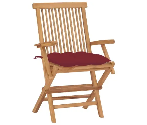 Dārza Krēsli, Vīnsarkani Matrači, 2 Gab., Masīvs Tīkkoks Vidaxl