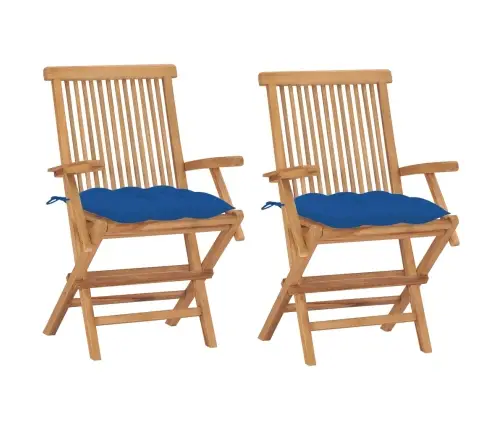 Dārza Krēsli, Zili Matrači, 2 Gab., Masīvs Tīkkoks Vidaxl Dārza Krēsli, Zili Matrači, 2 Gab., Masīvs Tīkkoks Vidaxl