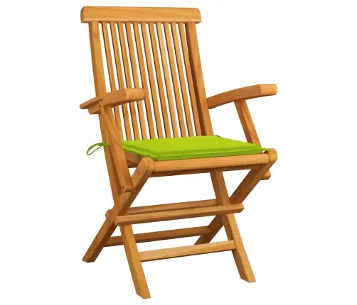 Dārza Krēsli, Spilgti Zaļi Matrači, 3 Gab., Masīvs Tīkkoks Vidaxl