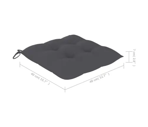 Sodo Kėdės Su Antracito Pagalvėmis, 3Vnt., Tikmedžio Masyvas Sodo Kėdės Su Antracito Pagalvėmis, 3Vnt., Tikmedžio Masyvas