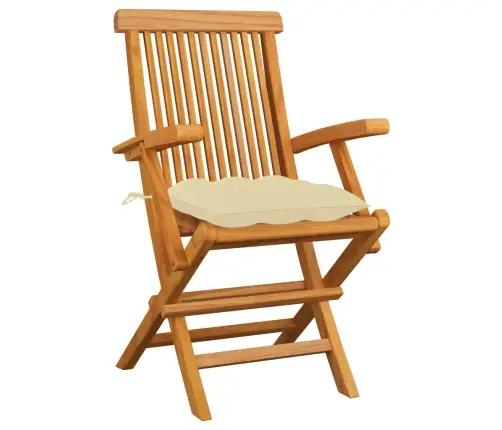 Dārza Krēsli, Krēmbalti Matrači, 3 Gab., Masīvs Tīkkoks Vidaxl