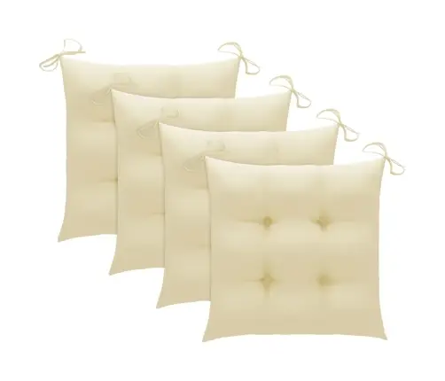 Dārza Krēsli, Krēmbalti Matrači, 3 Gab., Masīvs Tīkkoks Vidaxl