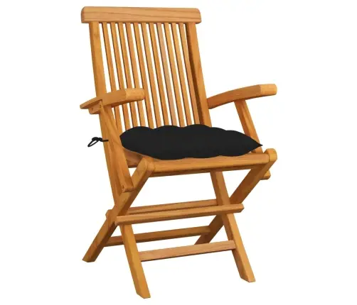 Dārza Krēsli, Melni Matrači, 3 Gab., Masīvs Tīkkoks Vidaxl