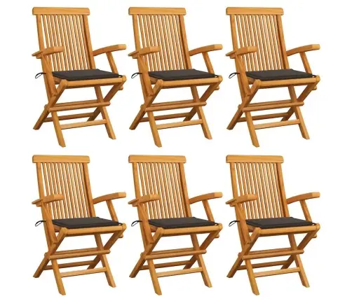 Dārza Krēsli, Pelēkbrūni Matrači, 6 Gab., Masīvs Tīkkoks Vidaxl Dārza Krēsli, Pelēkbrūni Matrači, 6 Gab., Masīvs Tīkkoks Vidaxl