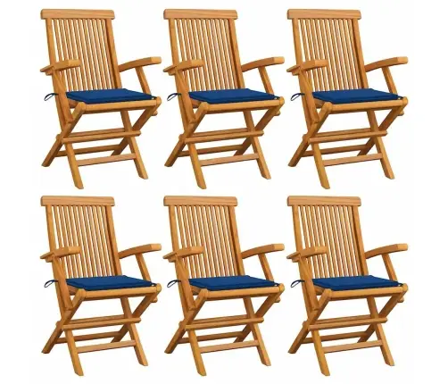 Sodo Kėdės Su Pagalvėlėmis, 6Vnt., Tikmedžio Medienos Masyvas