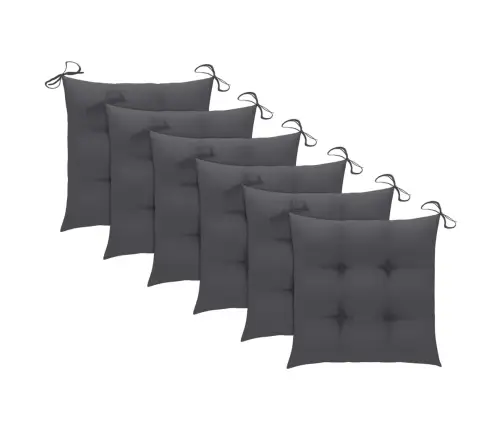 Dārza Krēsli, Antracītpelēki Matrači, 6 Gab., Masīvs Tīkkoks Vidaxl