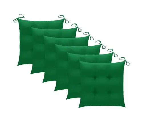 Dārza Krēsli, Zaļi Matrači, 6 Gab., Masīvs Tīkkoks Vidaxl