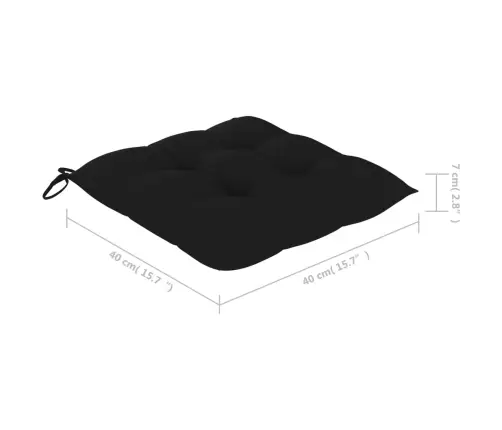 Dārza Krēsli, Melni Matrači, 6 Gab., Masīvs Tīkkoks Vidaxl