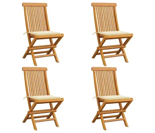 Sodo Kėdės Su Pagalvėlėmis, 4Vnt., Tikmedžio Medienos Masyvas