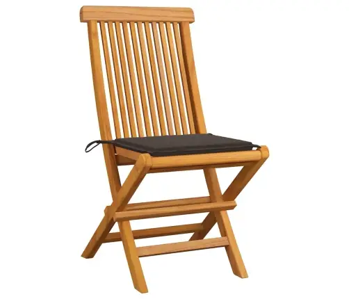 Dārza Krēsli, Pelēkbrūni Matrači, 4 Gab., Masīvs Tīkkoks Vidaxl