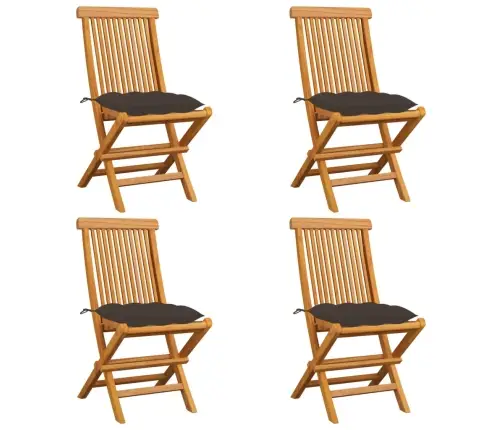 Dārza Krēsli, Pelēkbrūni Matrači, 4 Gab., Masīvs Tīkkoks Vidaxl