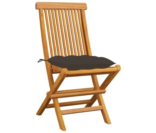 Dārza Krēsli, Pelēkbrūni Matrači, 4 Gab., Masīvs Tīkkoks Vidaxl