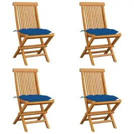 Dārza Krēsli, Zili Matrači, 4 Gab., Masīvs Tīkkoks Vidaxl