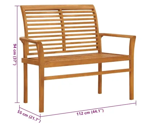 Dārza Sols Ar Pelēkbrūnu Matraci, 112 Cm, Masīvs Tīkkoks Vidaxl