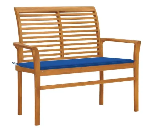 Sodo Suoliukas Su Karališka Mėlyna Pagalvėle, 112cm Tikmedis