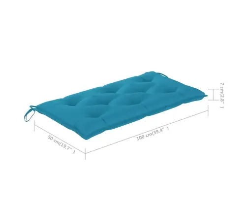 Dārza Sols Ar Gaiši Zilu Matraci, 112 Cm, Masīvs Tīkkoks Vidaxl