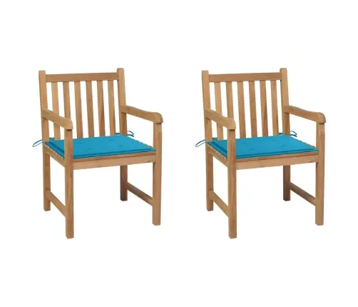 Dārza Krēsli, 2 Gab., Zili Matrači, Masīvs Tīkkoks Vidaxl