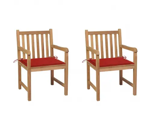 Dārza Krēsli, 2 Gab., Sarkani Matrači, Masīvs Tīkkoks Vidaxl