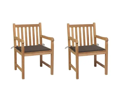 Dārza Krēsli, 2 Gab., Pelēkbrūni Matrači, Masīvs Tīkkoks Vidaxl