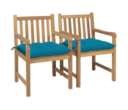 Dārza Krēsli, 2 Gab., Gaiši Zili Matrači, Masīvs Tīkkoks Vidaxl