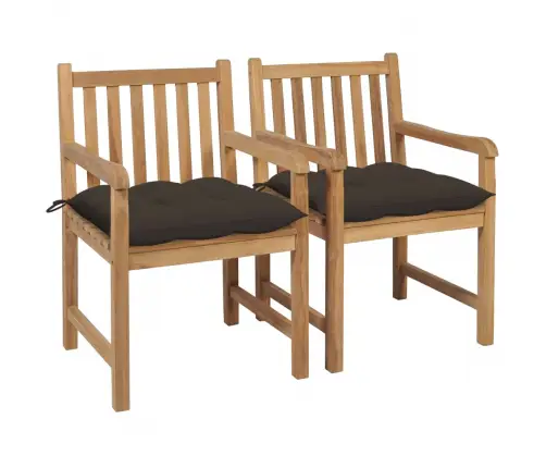 Dārza Krēsli, 2 Gab., Pelēkbrūni Matrači, Masīvs Tīkkoks Vidaxl