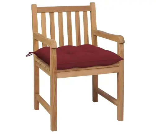 Dārza Krēsli, 2 Gab., Vīnsarkani Matrači, Masīvs Tīkkoks Vidaxl