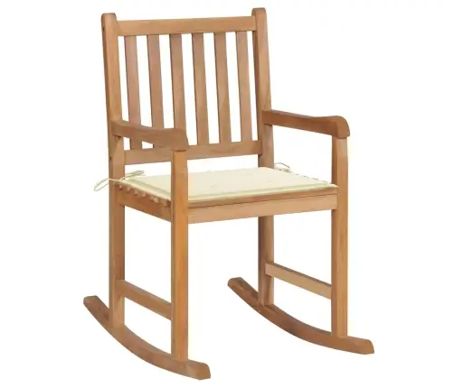 Šūpuļkrēsls Ar Krēmkrāsas Matraci, Masīvs Tīkkoks Vidaxl