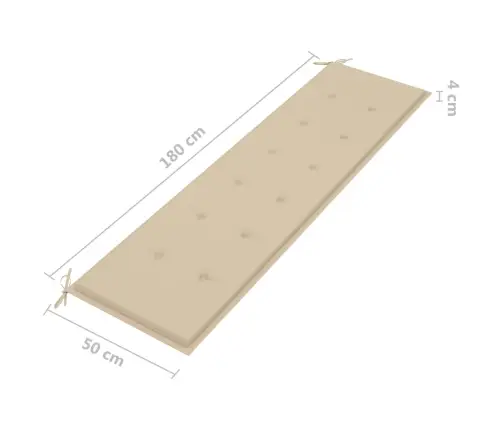 Sodo Suoliukas Su Smėlio Spalvos Pagalvėle, 175cm Tikmedis