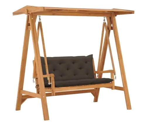 Šūpuļsols Ar Pelēkbrūniem Spilveniem, 170 Cm, Masīvs Tīkkoks Vidaxl