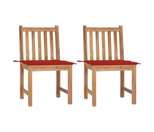 Sodo Kėdės Su Pagalvėlėmis, 2Vnt., Tikmedžio Medienos Masyvas