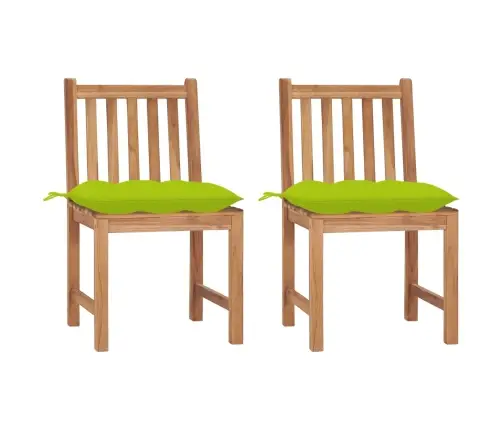 Sodo Kėdės Su Pagalvėlėmis, 2Vnt., Tikmedžio Medienos Masyvas