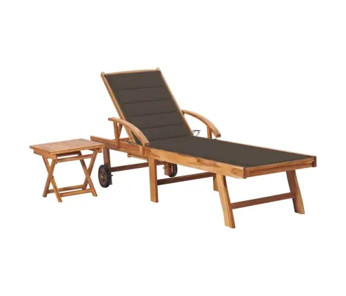 Sauļošanās Zvilnis Ar Galdiņu Un Matraci, Masīvs Tīkkoks Vidaxl Sauļošanās Zvilnis Ar Galdiņu Un Matraci, Masīvs Tīkkoks Vidaxl