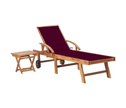 Sauļošanās Zvilnis Ar Galdiņu Un Matraci, Masīvs Tīkkoks Vidaxl