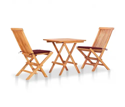 3-Daļīgs Bistro Mēbeļu Komplekts Ar Matračiem, Masīvs Tīkkoks Vidaxl