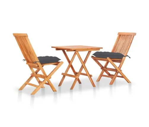 3-Daļīgs Bistro Mēbeļu Komplekts Ar Matračiem, Masīvs Tīkkoks Vidaxl