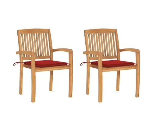 Dārza Krēsli, 2 Gab., Sarkani Matrači, Masīvs Tīkkoks Vidaxl