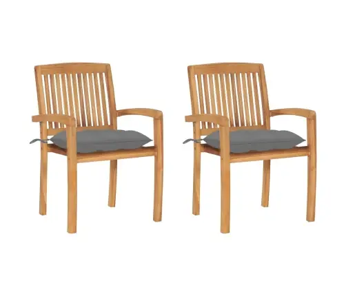 Dārza Krēsli, 2 Gab., Pelēki Matrači, Masīvs Tīkkoks Vidaxl