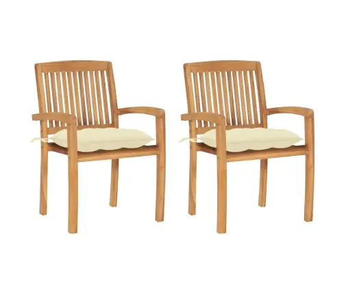 Aiatoolid, 2 Tk, Kreemjasvalgete Istmepatjadega, Tiikpuu