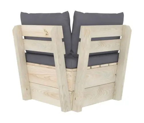 Kampinė Sodo Sofa Iš Palečių Su Pagalvėlėmis, Impregnuota Eglė