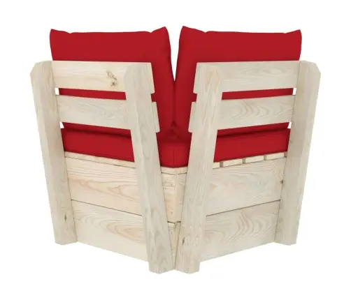 Kampinė Sodo Sofa Iš Palečių Su Pagalvėlėmis, Impregnuota Eglė