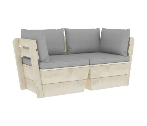 2-Vietīgs Dārza Palešu Dīvāns Ar Matračiem, Egles Koks Vidaxl