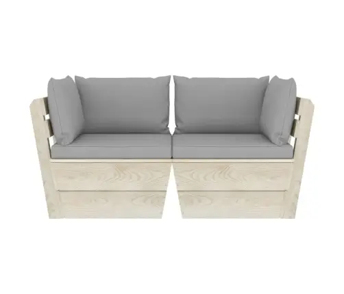 2-Vietīgs Dārza Palešu Dīvāns Ar Matračiem, Egles Koks Vidaxl