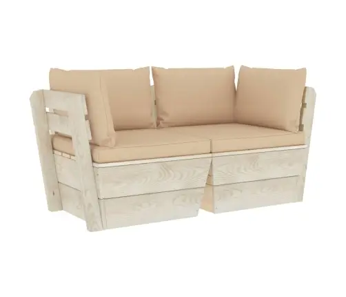 2-Vietīgs Dārza Palešu Dīvāns Ar Matračiem, Egles Koks Vidaxl