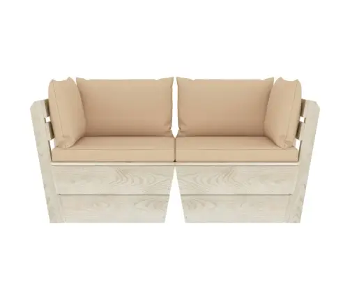 2-Vietīgs Dārza Palešu Dīvāns Ar Matračiem, Egles Koks Vidaxl