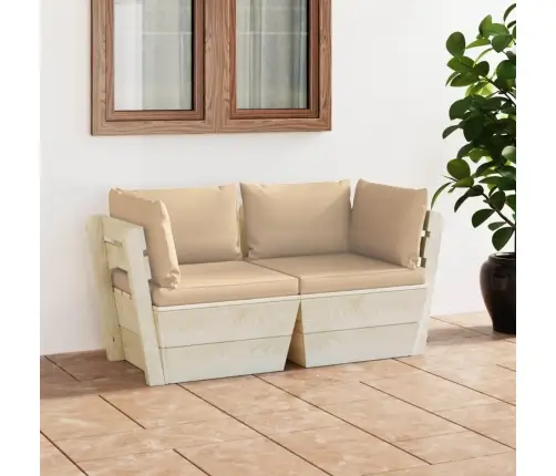 2-Vietīgs Dārza Palešu Dīvāns Ar Matračiem, Egles Koks Vidaxl