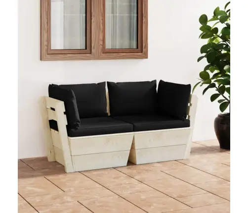 Dvivietė Sodo Sofa Iš Palečių Su Pagalvėlėmis, Eglės Mediena