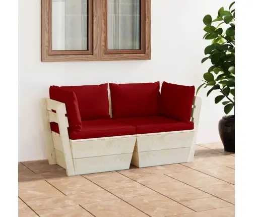 2-Vietīgs Dārza Palešu Dīvāns Ar Matračiem, Egles Koks Vidaxl